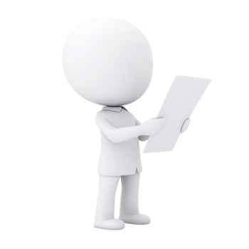 A 3D character dressed in a lab coat holding a document, representing a professional figure in a clinical or academic setting. png
