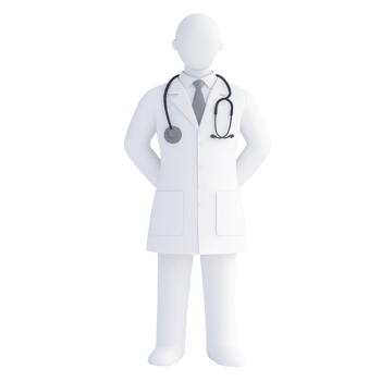 A stylized figure of a doctor wearing a white coat and stethoscope, representing the medical profession. png