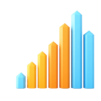 A colorful bar chart displaying varying heights, illustrating growth and comparison among different categories. png