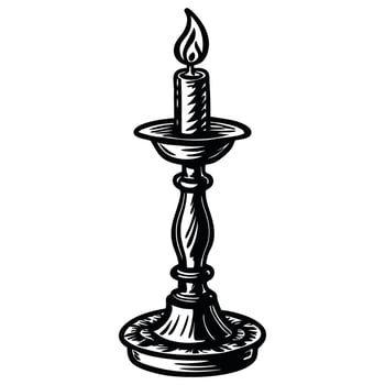 Realistic hand drawn halloween illustration with candle vector