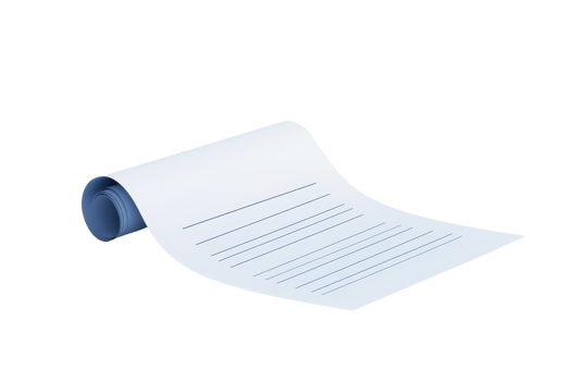 A curled piece of paper with handwritten lines, showcasing a simple design and emphasizing the texture of the paper. png