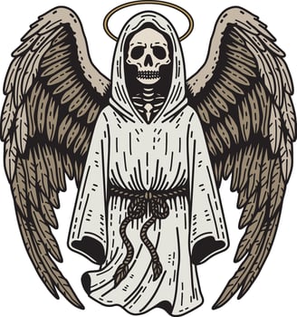 Angel of the death with big wings illustration vector