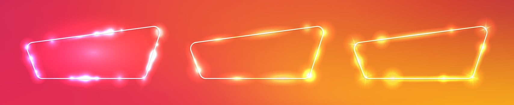 Set of neon frames with shining effects vector
