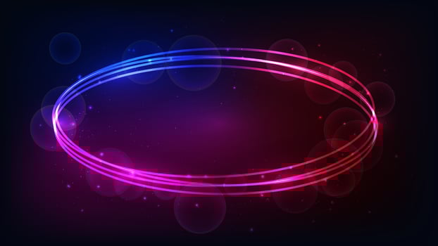 Neon oval frame with shining effects and sparkles vector