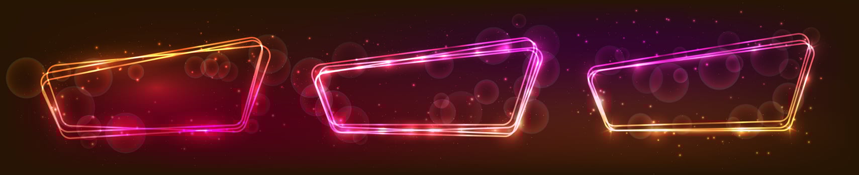 Neon rounded frame with shining effects and sparkles vector