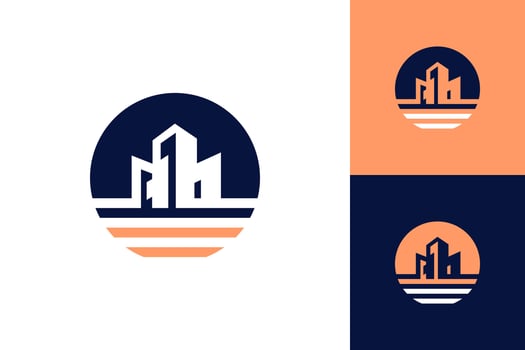 City building in circle round logo icon construction business design vector