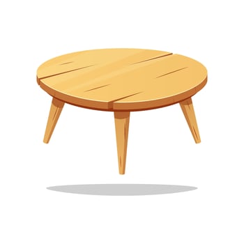 Round wooden table isolated on white background. vector