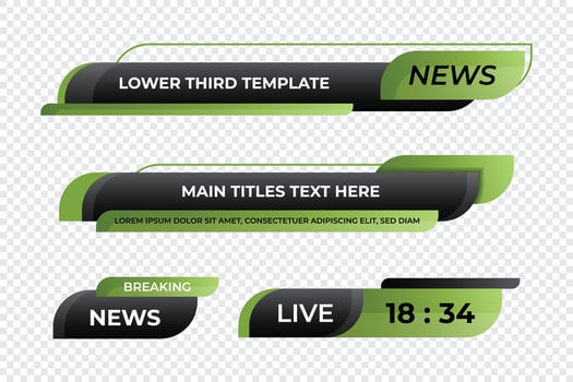Lower third banner. Lower third bar template for breaking news, television, and media channels. Interface template vector