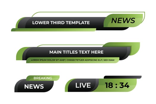 Lower third banner. Lower third bar template for breaking news, television, and media channels. Interface template vector
