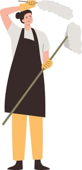 Woman Cleaning Service with Apron vector