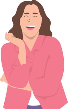 Women Laughing Illustration with Pink Casual Clothes vector