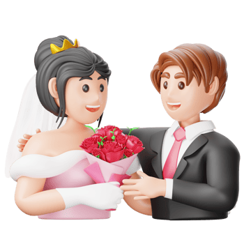 A couple of figurines of a bride and groom png