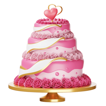 A pink cake with a heart on top png