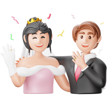A couple in wedding attire is holding hands png
