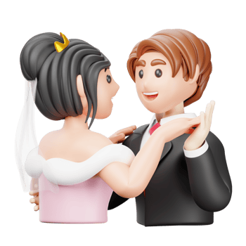 A figurine of a bride and groom holding hands png