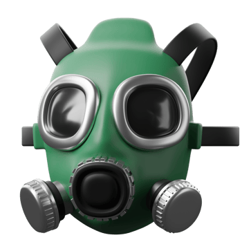 A gas mask with black and green colors png