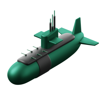 A submarine is shown on a black background png