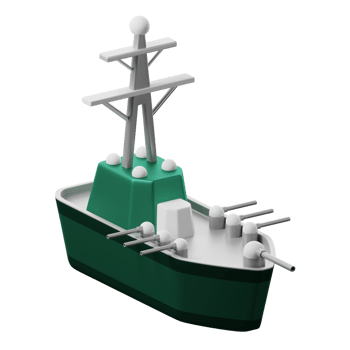 A green and white ship with a mast png