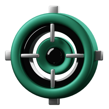 A green and black circular object with a crosshair png
