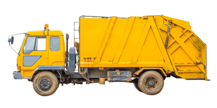 old yellow garbage truck png
