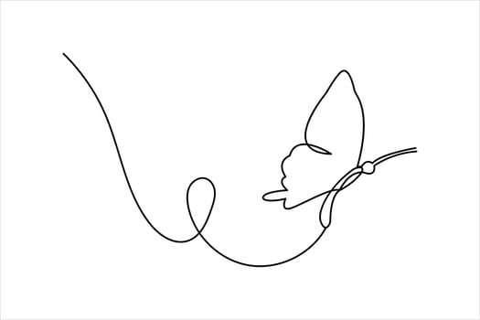 Illustration continuous Butterfly one line drawing vector