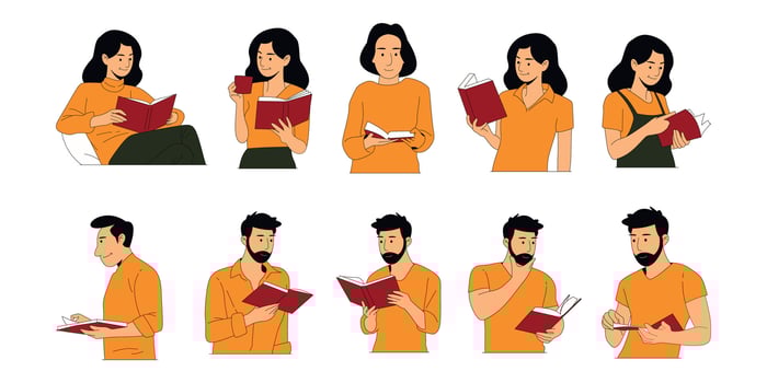 People Reading Book Illustration vector