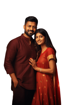 Happy Indian Young Couple Standing in Traditional Outfit for a Photo. png