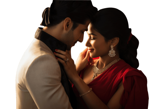 Affectionate Indian Couple Embracing Each Other and Wearing Traditional Dress. A Fictitious Love Character Created By . png
