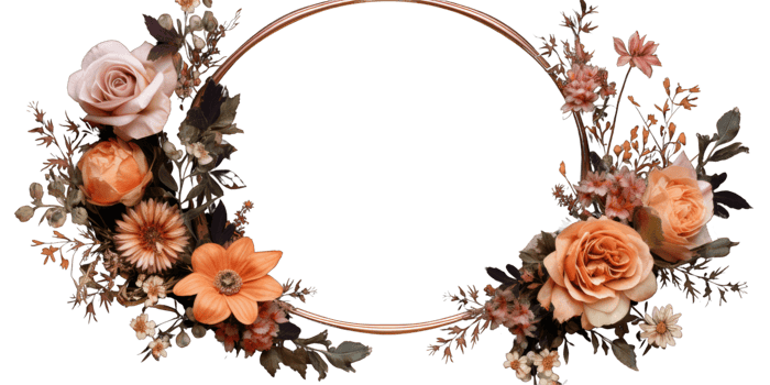 Beautiful Floral Wreath or Round Frame Adorned with Beige Flower Generative Photogenic . png