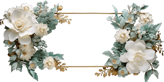 Beautiful rectangle floral frame decoration white flower 3d . png