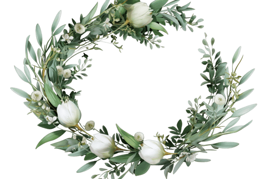 Beautiful white floral wreath photogenic . png