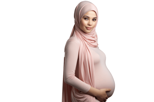 Pregnant Muslim Woman Waiting Her Baby Birth in Traditional Attire for Happy Mother's Day Photo . png