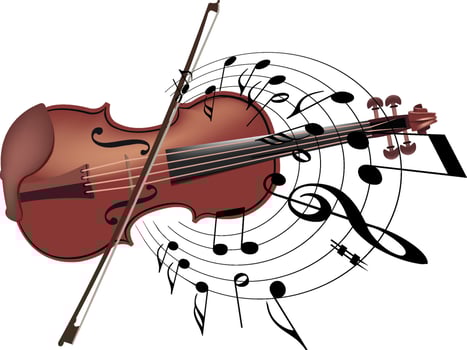 A violin and musical notes vector