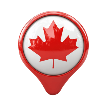 3d Canadian flag inside map pin pointer icon, floating isolated on a transparent background png