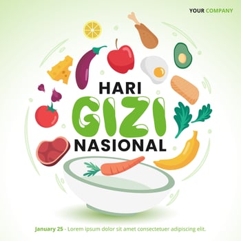 Hari Gizi Nasional or Indonesia National Nutrition Day with a bowl of healthy food vector