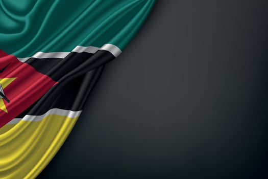 Waving Flag Mozambique on Dark Background vector