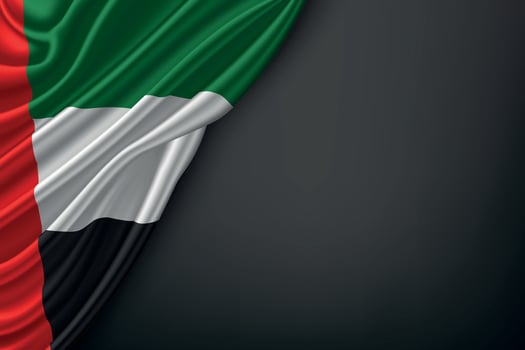 Waving Flag United Arab Emirates on Dark Background vector