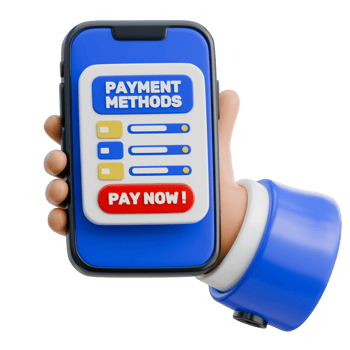 3D Hand Holding Smartphone Displaying Payment Methods Icon png