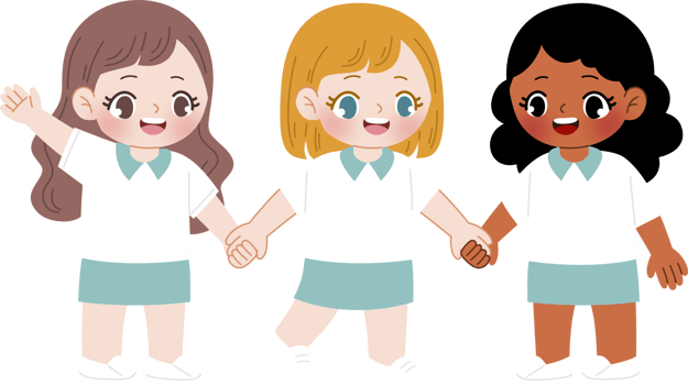 diversity kid with uniform holding hands png