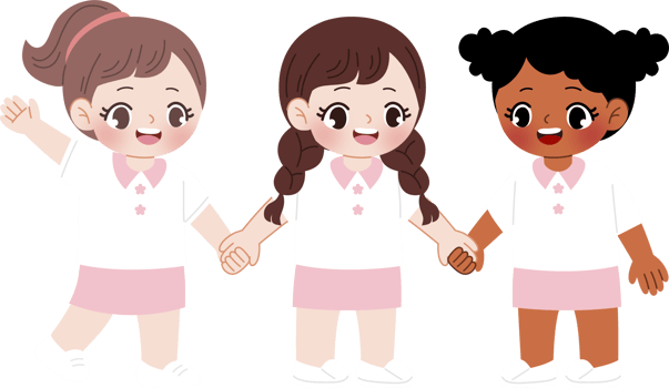 kid with white and pink uniform holding hand png