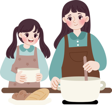 mother and daughter cooking together png