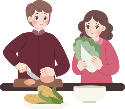couple cooking together making food png