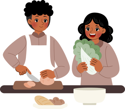 cute couple cooking together png