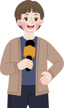 man holding mic reporting news png