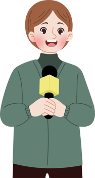 man working as news anchor reporting news png
