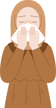 muslim woman sneezing having flu png