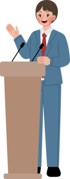 man talking at podium png