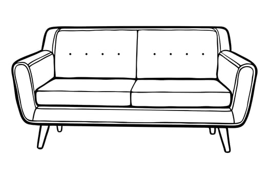 Minimalist line drawing of a loveseat compact sofa design line art design.eps vector