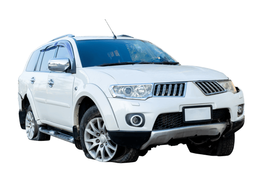 Car crash, Full body front and side view of white car get damaged by accident on the road. damaged cars after collision. Isolated on transparent background, car crash broken, File png