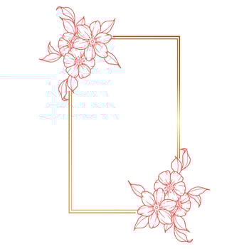 A flower frame with a gold frame and red flowers vector